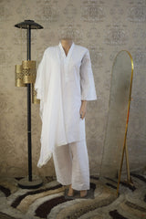 Elegant White Embroidered 3-Piece Set