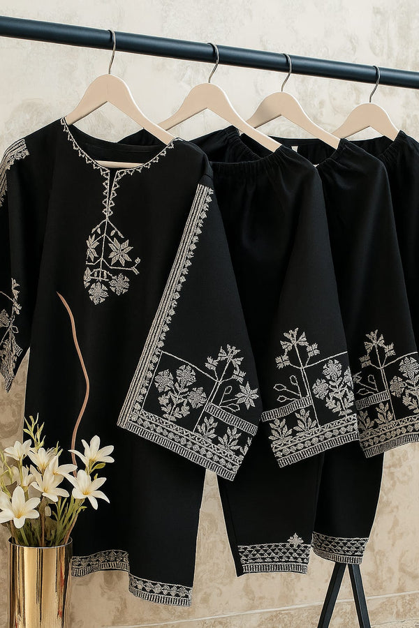 Black Elegance – Embroidered Two-Piece Set