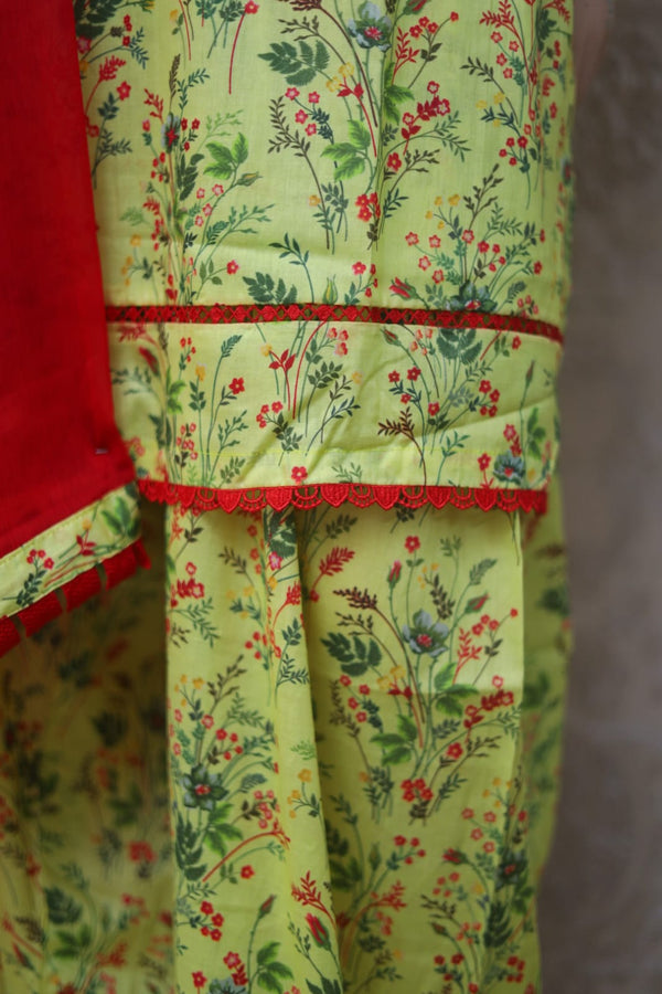 Three piece lawn suit