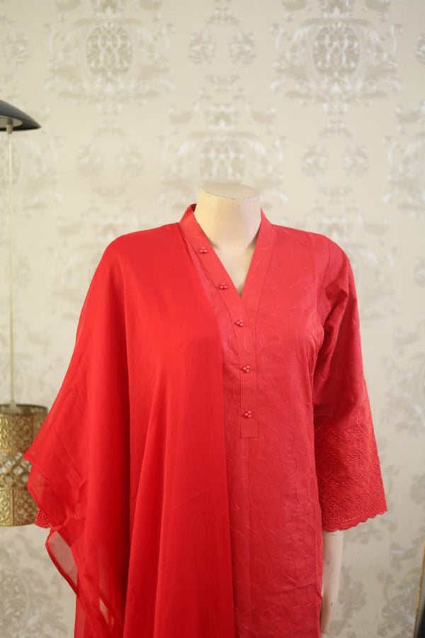 Red Three-Piece Suit