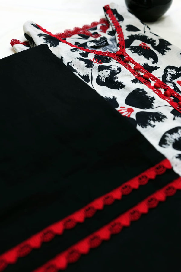 Chic Red-Accented Farshi Two-Piece