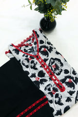 Chic Red-Accented Farshi Two-Piece