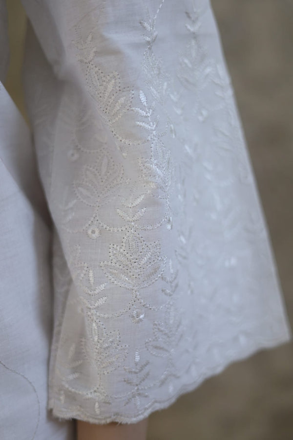 Elegant White Embroidered 3-Piece Set