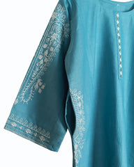 Soft Aqua Embroidered Set
