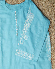 Soft Aqua Embroidered Set
