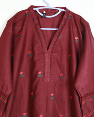 Traditional Maroon Khaddar Two-Piece Suit