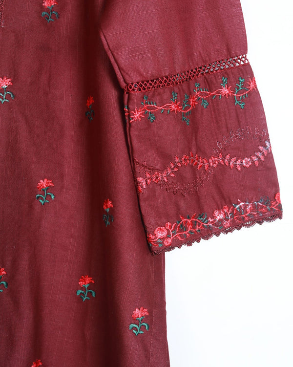 Traditional Maroon Khaddar Two-Piece Suit