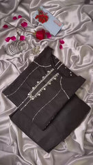 Embroided 3 piece with farshi shalwar
